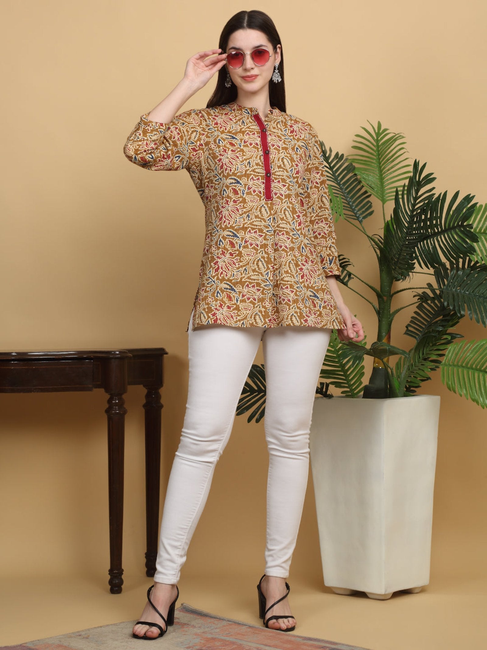 Maluka Women Mustard Printed Top