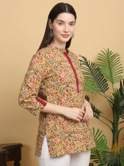 Maluka Women Mustard Printed Top