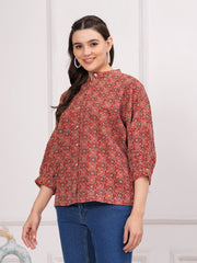 Maroon Katha Printed Top