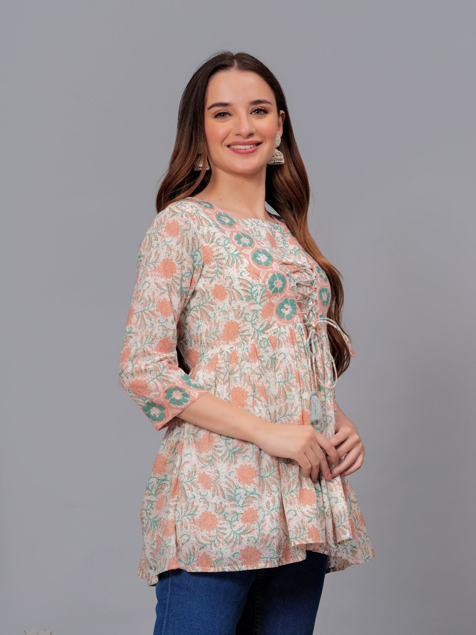 Maluka Women Cotton Floral Printed Top