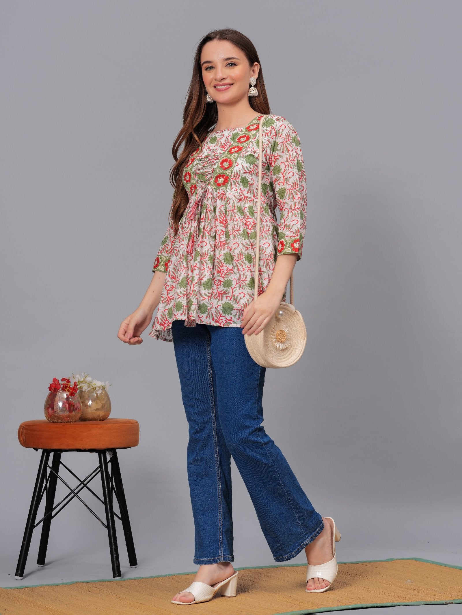 Maluka Women Cotton Floral Printed Top