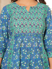 BLUE COTTON PRINTED KURTA SET