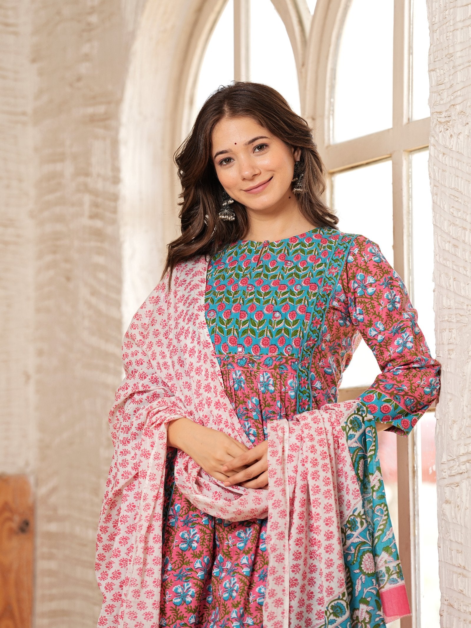 ROSE GOLD COTTON PRINTED KURTA SET