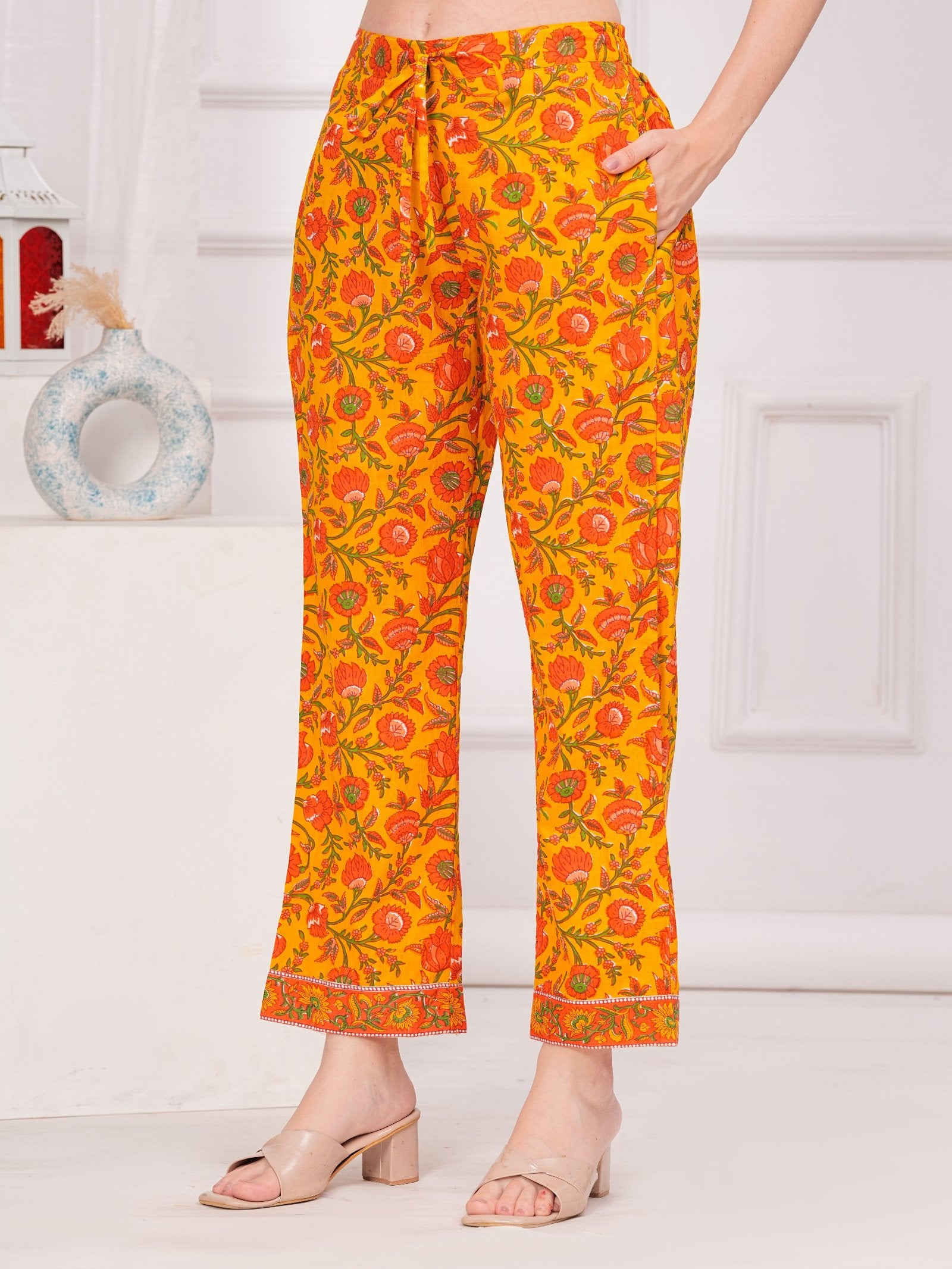 Maluka yellow floral printed co-ord set