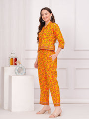 Maluka yellow floral printed co-ord set