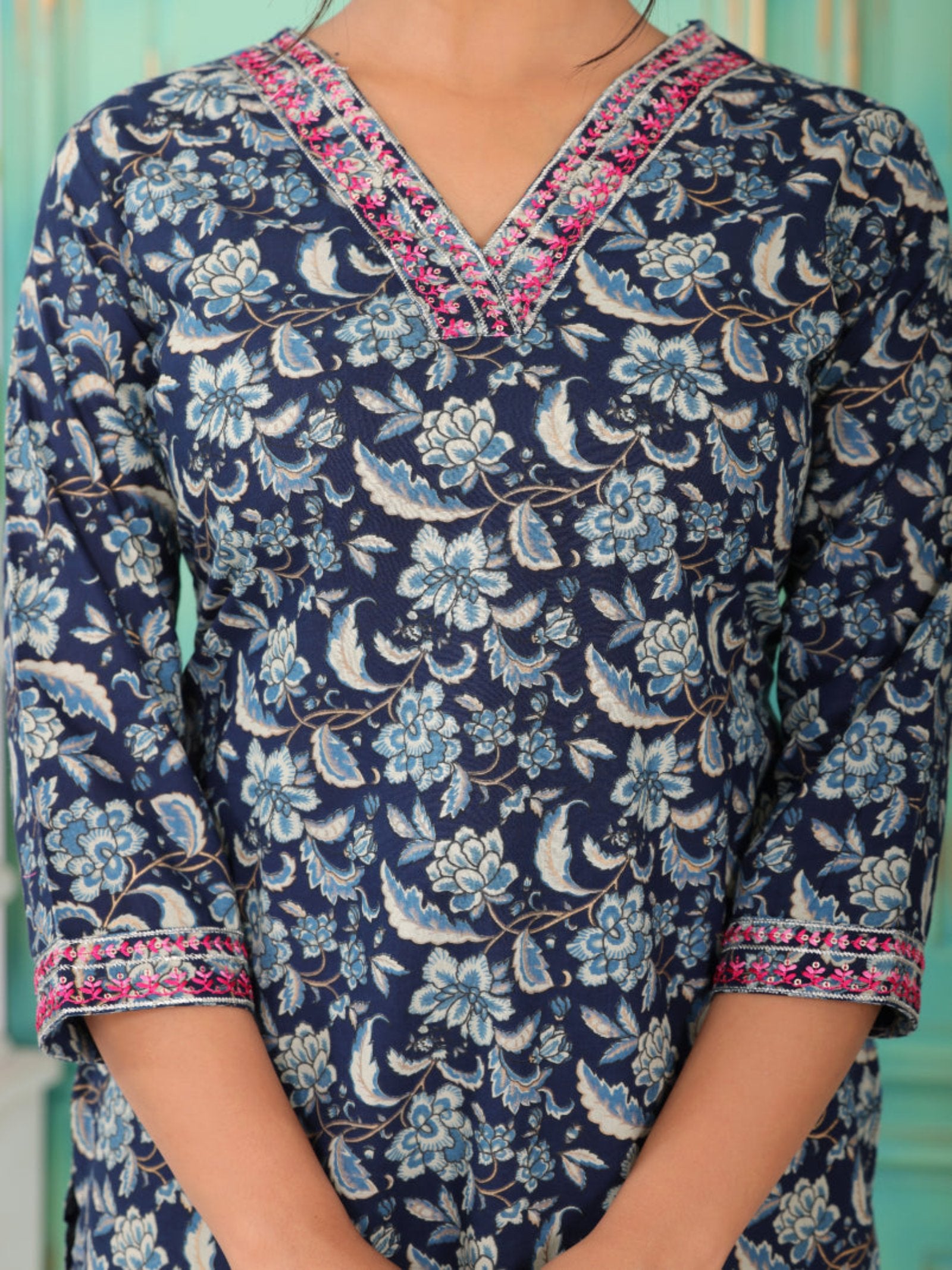 Modal Foil Floral Printed Kurta