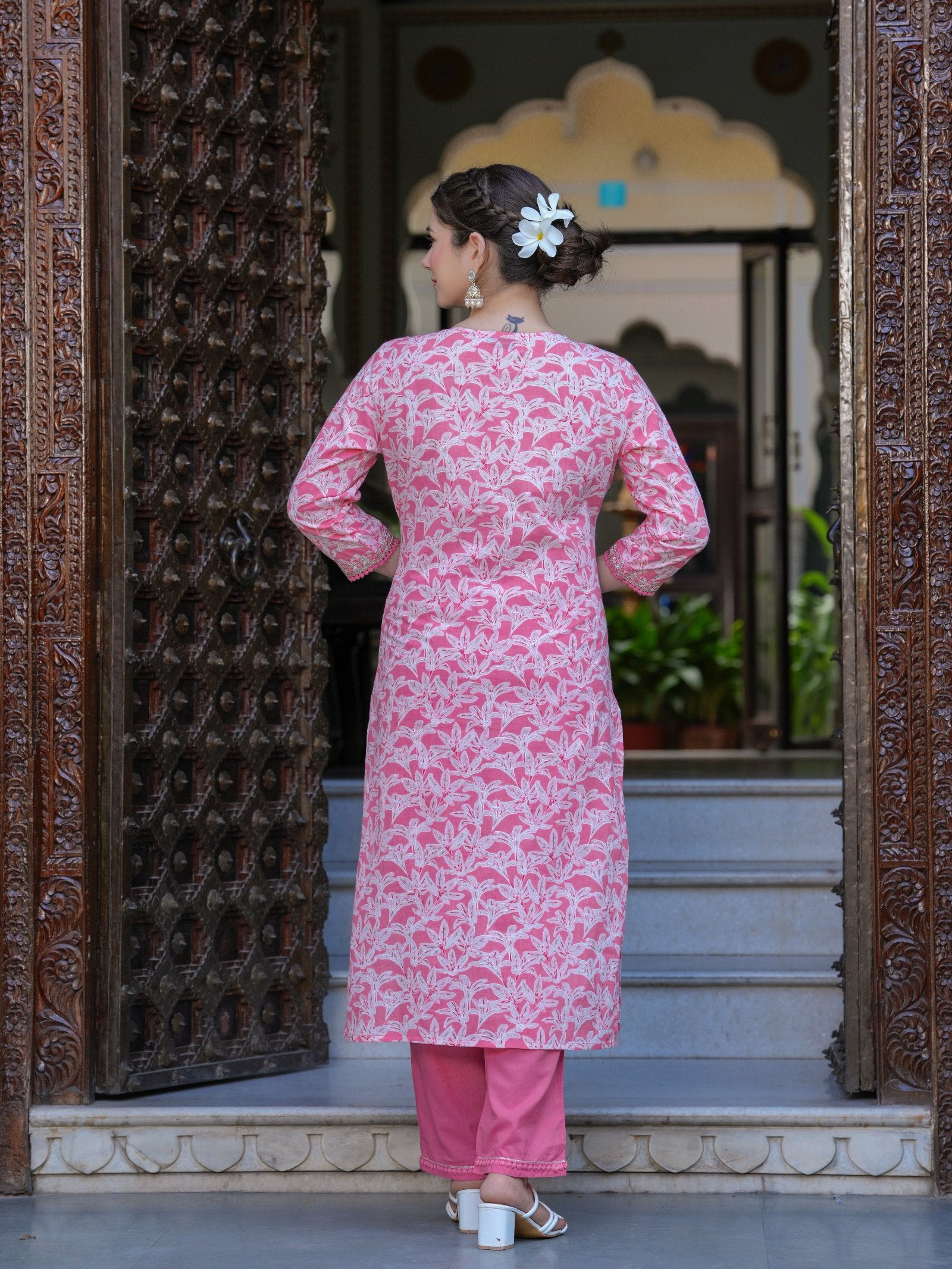 Pink Floral COTTON PRINTED Kurta Set