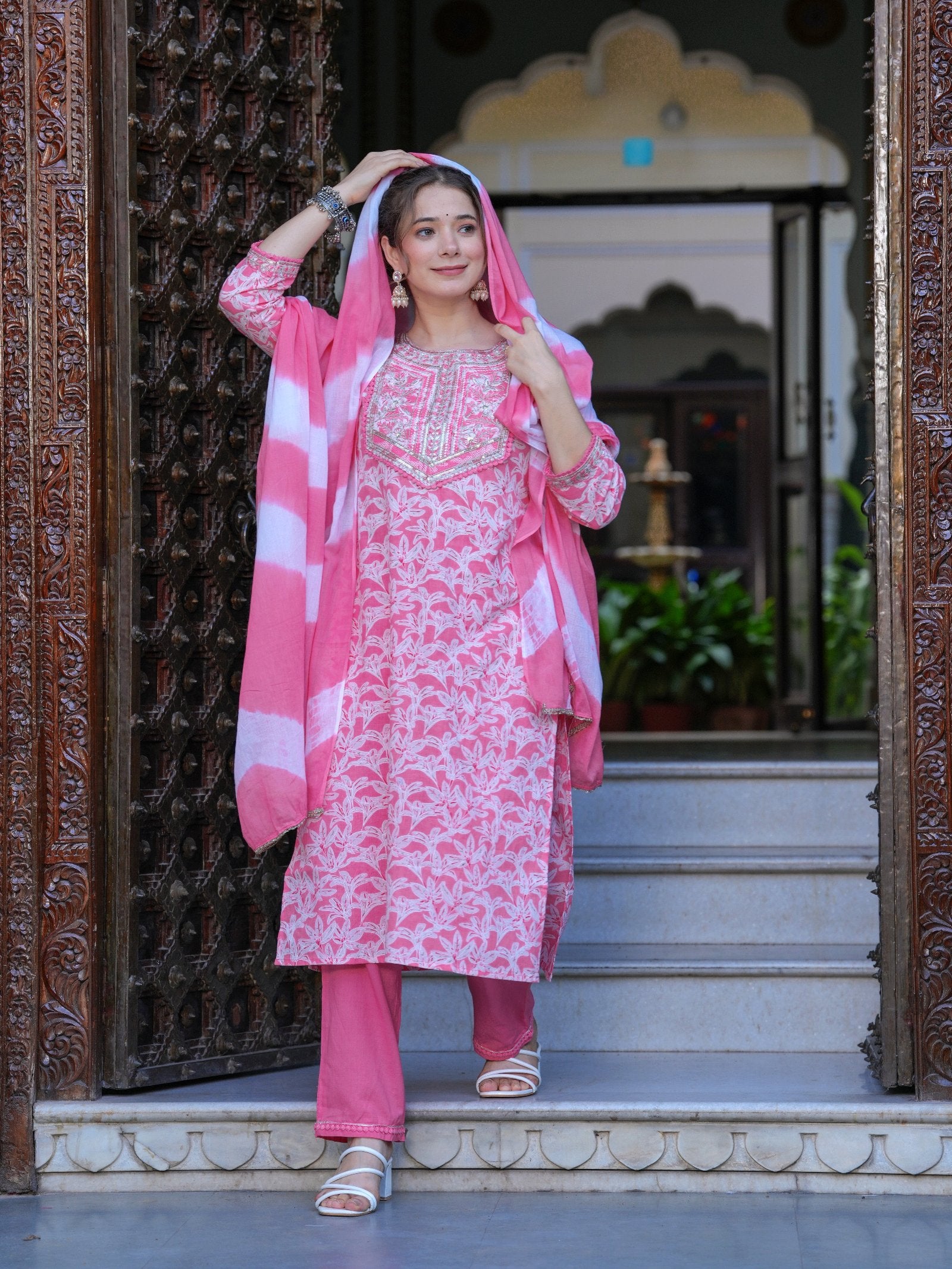 Pink Floral COTTON PRINTED Kurta Set