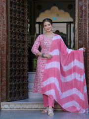 Pink Floral COTTON PRINTED Kurta Set