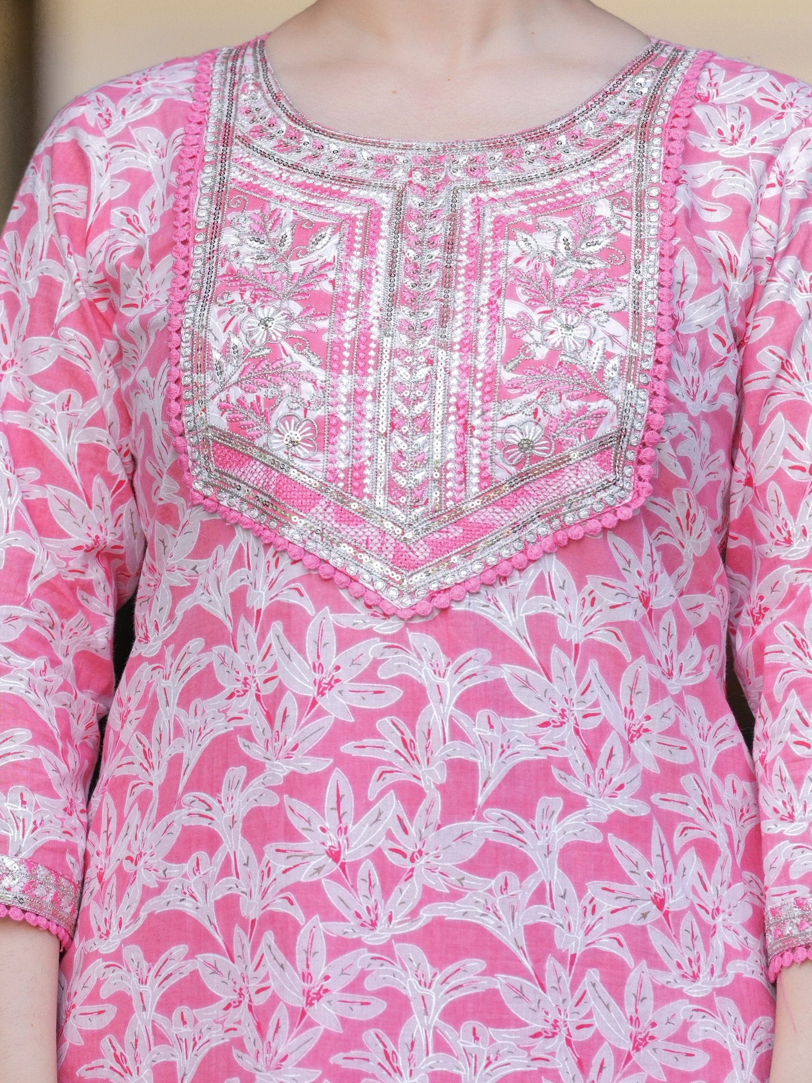 Pink Floral COTTON PRINTED Kurta Set