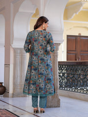 MALUKA MODAL CHANDERI WINE/TEAL FLORAL PRINT ETHNIC SET